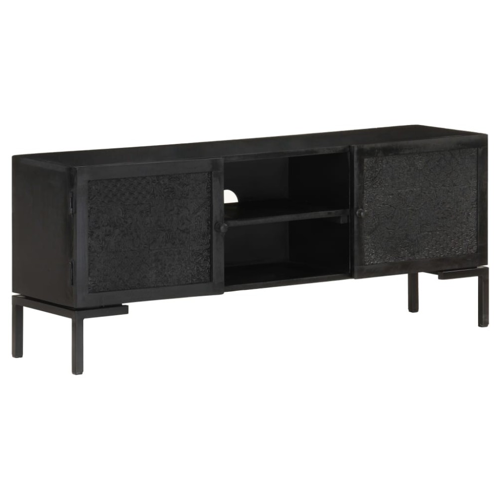 TV-Schrank Schwarz 115x30x46 cm Massivholz Mango