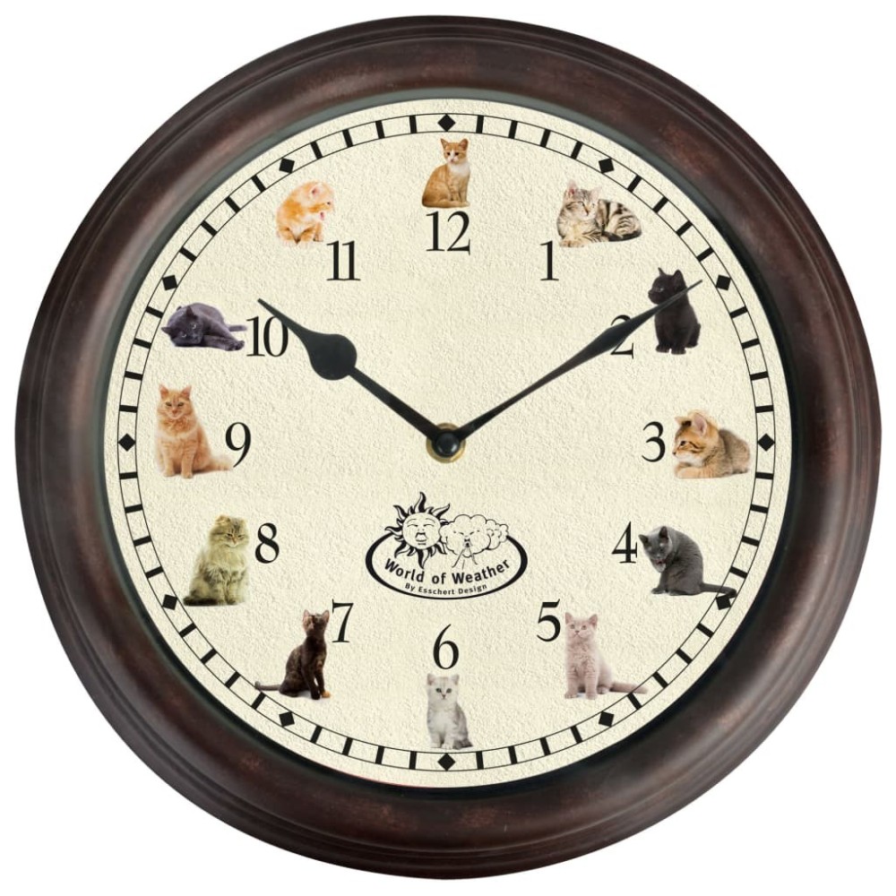 Esschert Design Clock with Cat Sounds