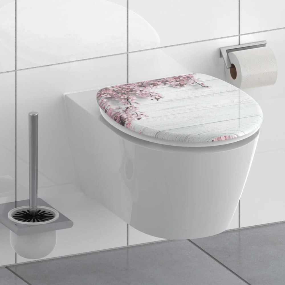 SCH TTE Toilet Seat with Soft-Close FLOWERS & WOOD