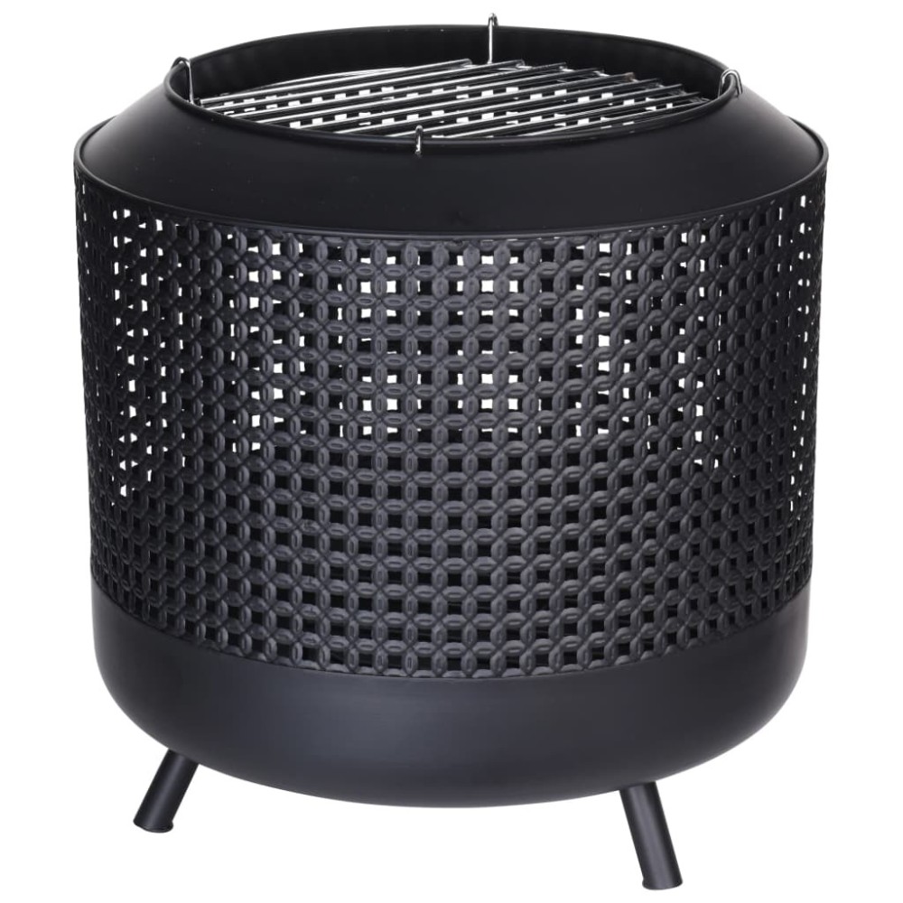 ProGarden Fire Basket With BBQ Grid 50x51 cm Black