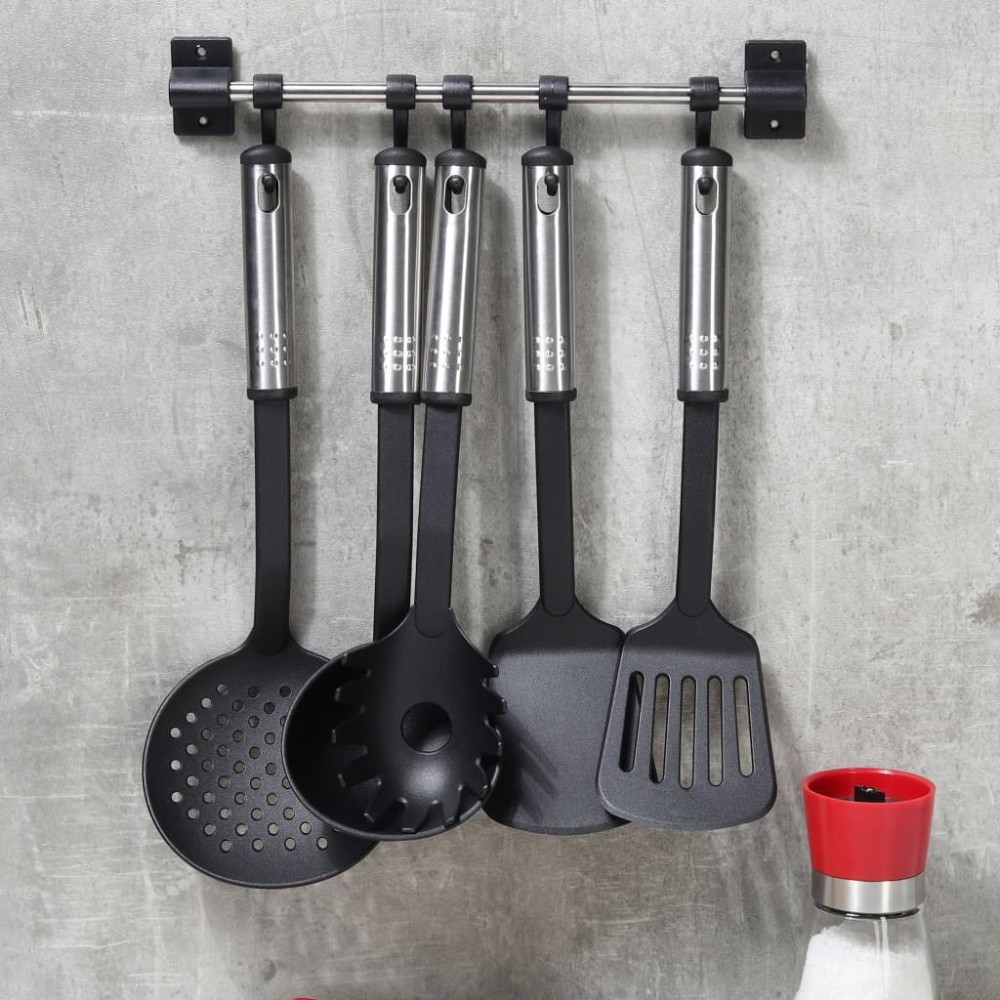 HI 6 Piece Kitchen Tool Set Black and Silver