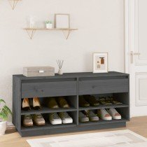 Schuhregal Schwarz 110x34x52 cm Massivholz Kiefer