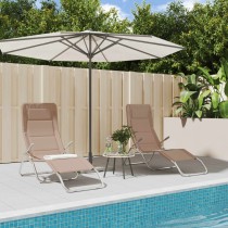 Folding Sun Loungers 2 pcs Cream Textilene&Powder-coated Steel
