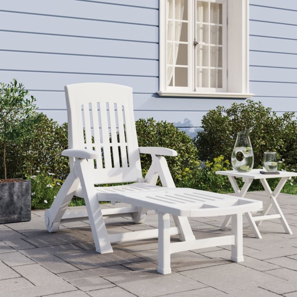 Folding Sun Lounger with Wheels Anthracite PP