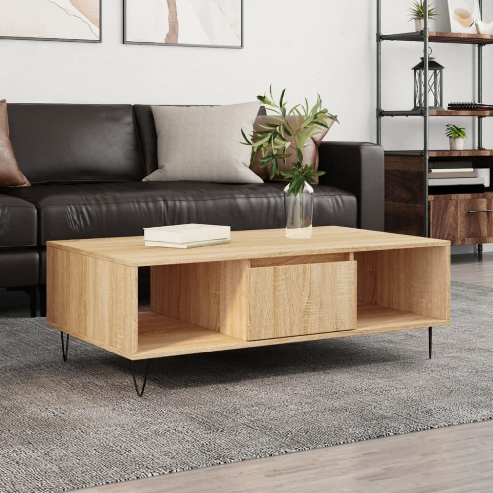 Coffee Table Smoked Oak 104x60x35 cm Engineered Wood