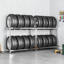 2-Layer Tire Rack 4 pcs Silver 110x40x110 cm Steel