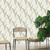 DUTCH WALLCOVERINGS Tapete Tropische Blätter Grau und Grün