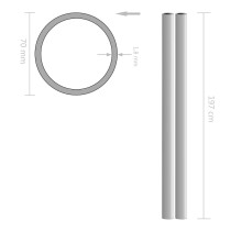 2 pcs Stainless Steel Tubes Round V2A 1m 42x1.8mm