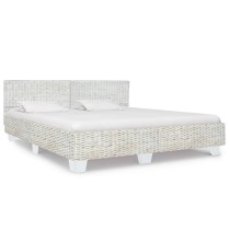 Bed Frame Grey Natural Rattan 160x200 cm