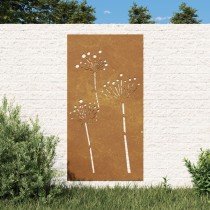 Garden Wall Decoration 105x55 cm Corten Steel Flower Design