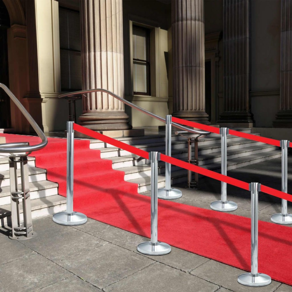 Stanchions with Belts 4 pcs Airport Barrier Iron Black