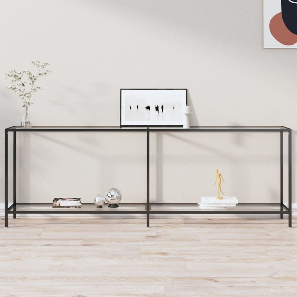 Console Table White 220x35x75.5 cm Tempered Glass