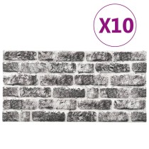 3D-Wandpaneele 10 Stk. Dunkelbraun & Grau Backstein-Optik EPS