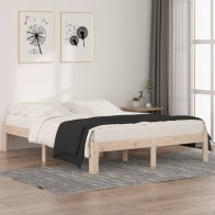 Bed Frame White Solid Wood...
