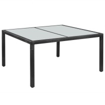 Garden Table 150x90x75 cm Brown Poly Rattan and Glass