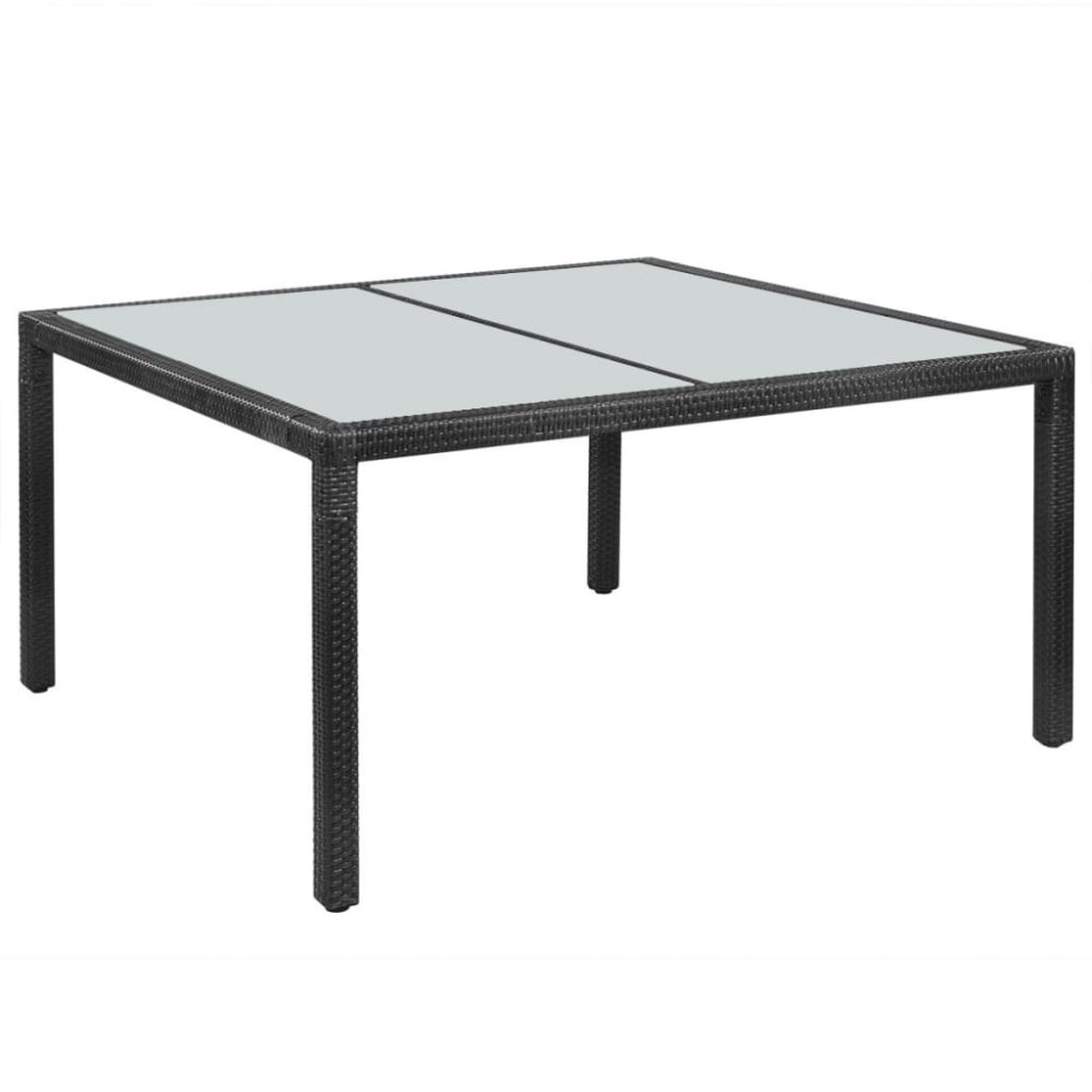 Garden Table 150x90x75 cm Brown Poly Rattan and Glass