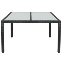 Garden Table 150x90x75 cm Brown Poly Rattan and Glass