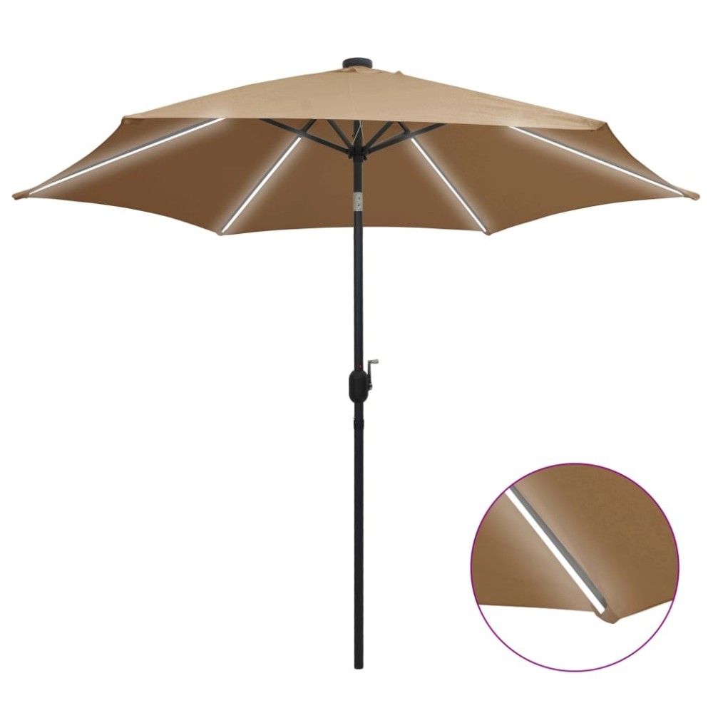 Parasol with LED Lights and Aluminium Pole 300 cm Azure Blue