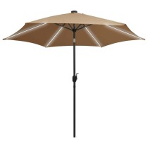 Sonnenschirm mit LED-Leuchten Alu-Mast 300 cm Terracotta-Rot