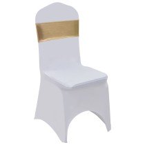 25 pcs Stretchable Chair Band with Diamond Buckle Silver