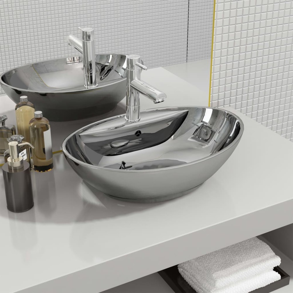 Wash Basin with Overflow 58.5x39x21 cm Ceramic Gold