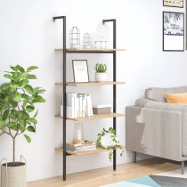 3-Tier Leaning Shelf Black 64x35x120.5 cm