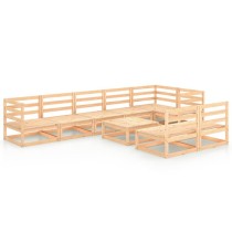 9 Piece Garden Lounge Set Solid Pinewood