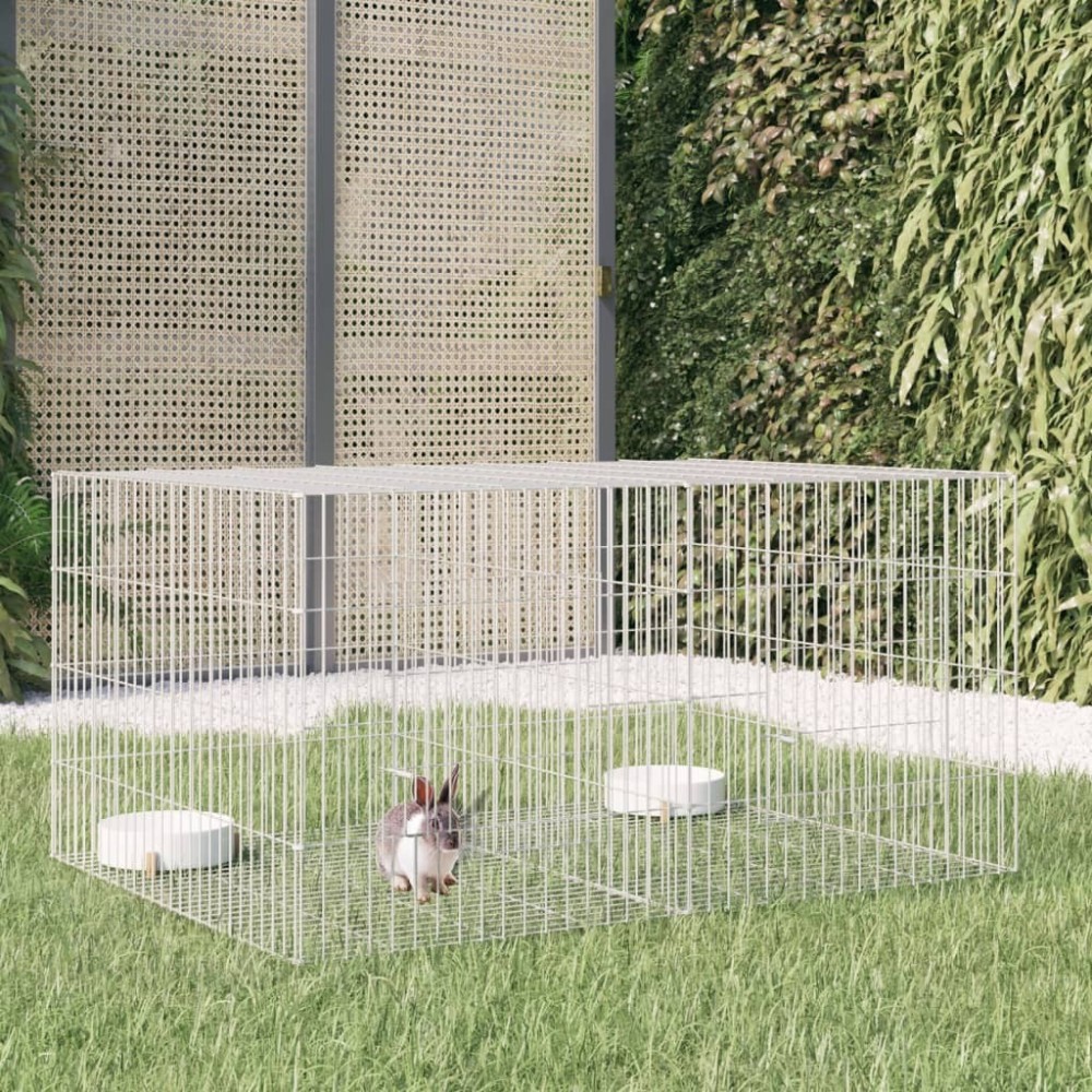 6-Panel Rabbit Cage 327x79x54 cm Galvanised Iron