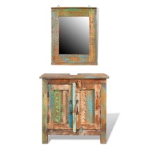 Bathroom Vanity Cabinet with Mirror Solid Mango Wood