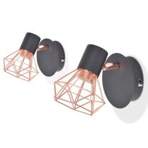 Wall Lamp 2 pcs E14 Black and Copper