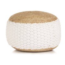 Pouf Gewebt/Gestrickt Jute Baumwolle 50 x 35 cm Weiß