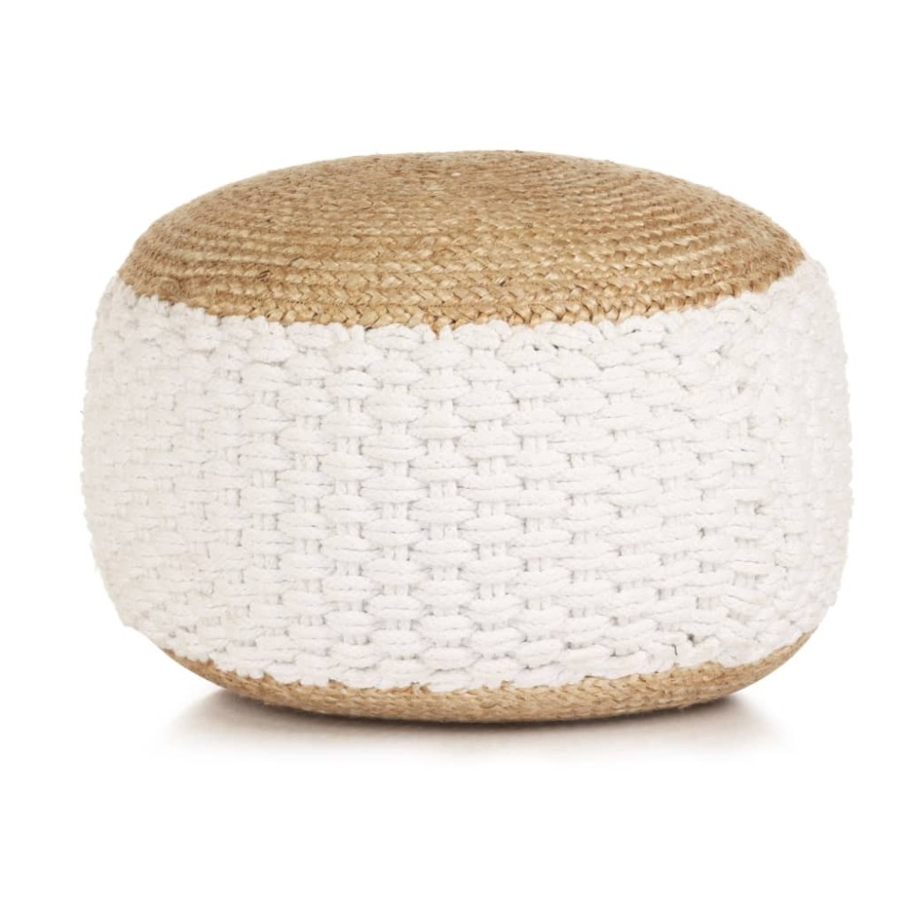 Pouf Gewebt/Gestrickt Jute Baumwolle 50 x 35 cm Weiß