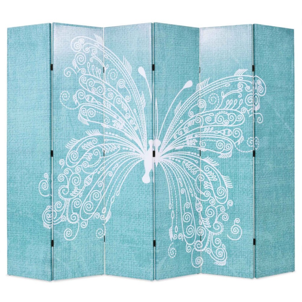 Folding Room Divider 200x170 cm Butterfly Blue