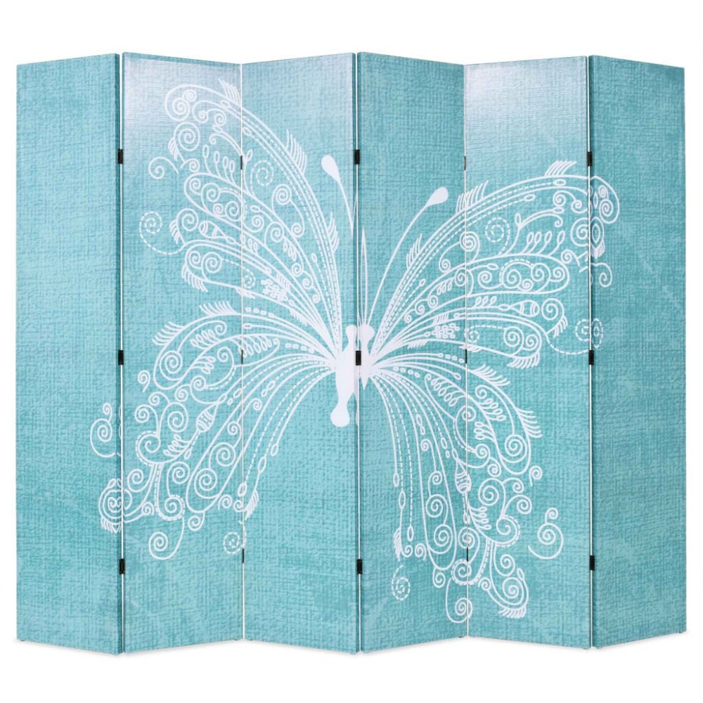Raumteiler klappbar 160 x 170 cm Schmetterling Blau