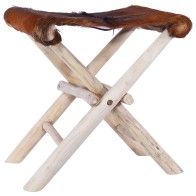 Folding Stool Real Leather...