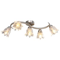 Ceiling Lamp with Glass Shades on Waving Rail for 5 E14 Bulb