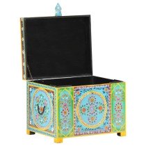 Hand Painted Storage Box 50x40x40 cm Solid Mango Wood
