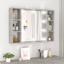 Mirror Cabinet with LED Black 76x15x55 cm