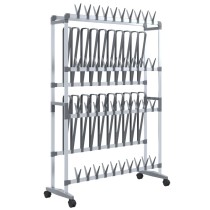 Shoe Rack with Wheels Silver 89x27x120 cm