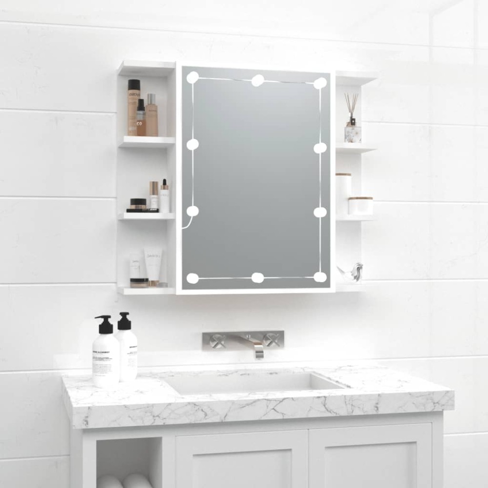 Mirror Cabinet with LED Black 70x16.5x60 cm