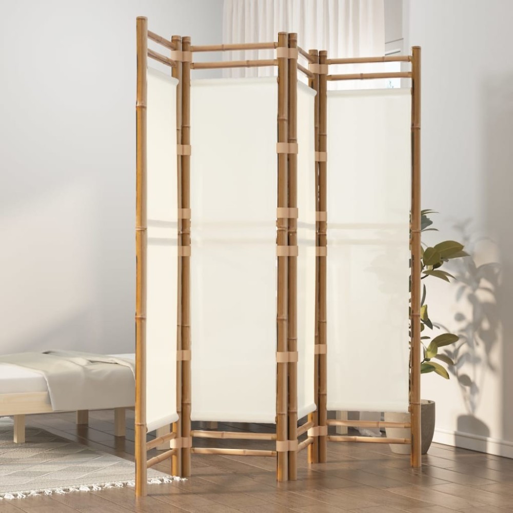 Folding 6-Panel Room Divider 240 cm Bamboo and Canvas