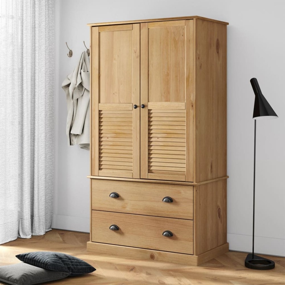 Wardrobe VIGO Grey 90x55x176 cm Solid Wood Pine