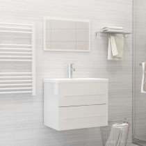 2 Piece Bathroom Furniture Set White and Sonoma Oak Engineered Wood