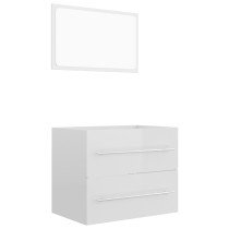 2 Piece Bathroom Furniture Set White and Sonoma Oak Engineered Wood