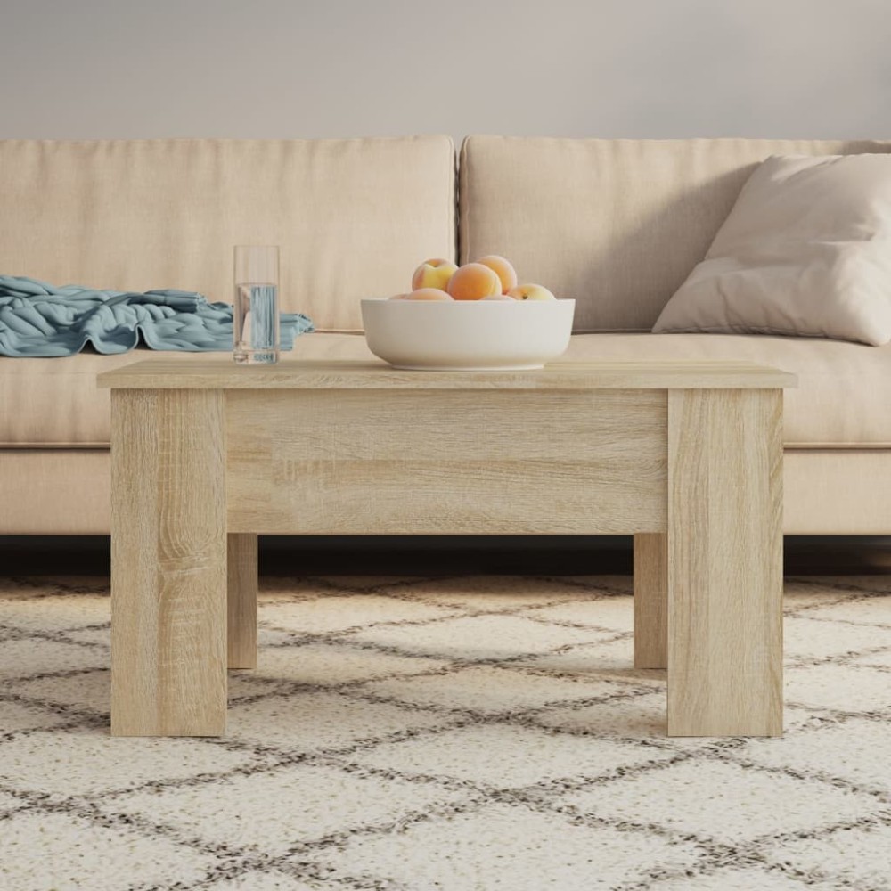 Coffee Table Smoked Oak 79x49x41 cm Engineered Wood