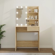 Dressing Table with LED Black 74.5x40x141 cm