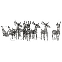 Christmas Decoration Reindeers&Sleighs 240 LEDs Warm White Rattan