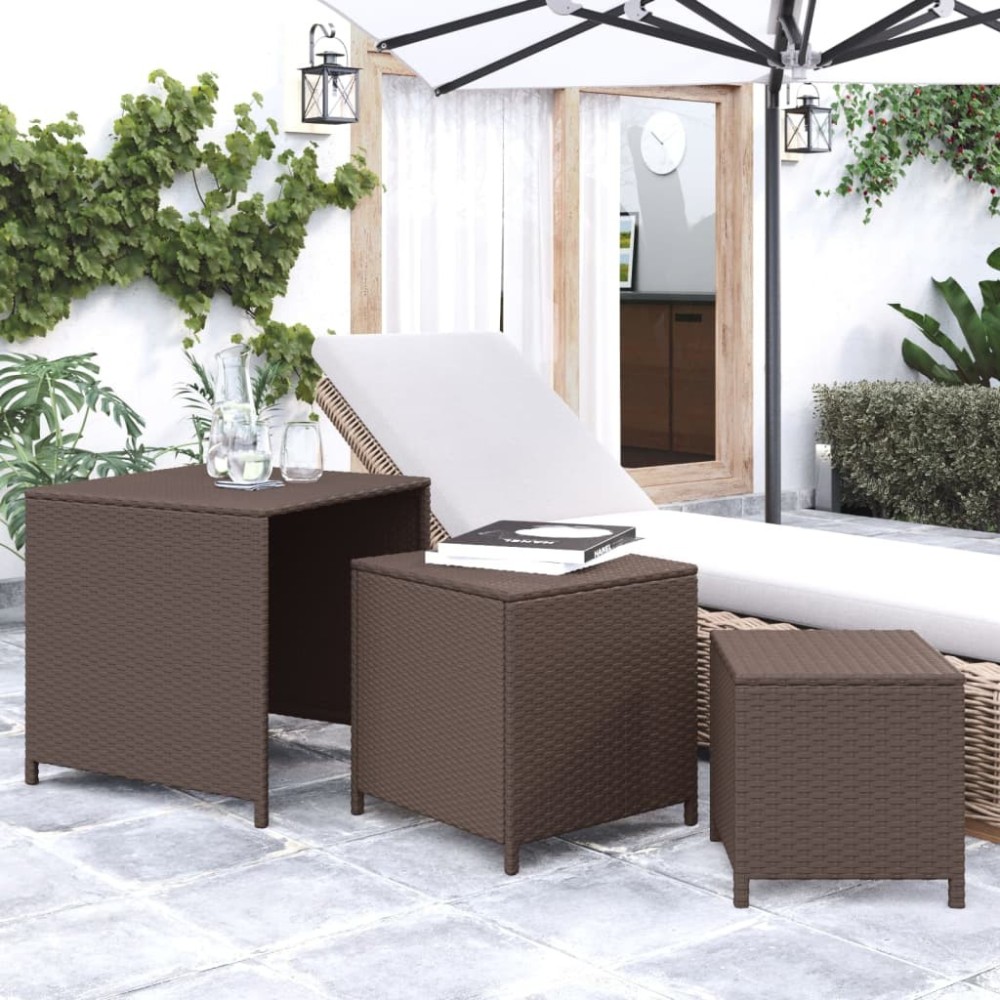 Nesting Tables 3 pcs Black Poly Rattan
