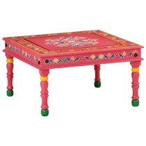 Coffee Table Red Hand Painted Solid Wood Mango