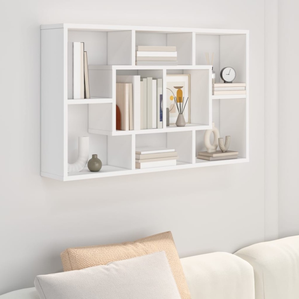 Wall Shelf High Gloss White 85x16x52.5 cm Engineered Wood